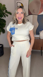 Butter yellow and Denim pant set