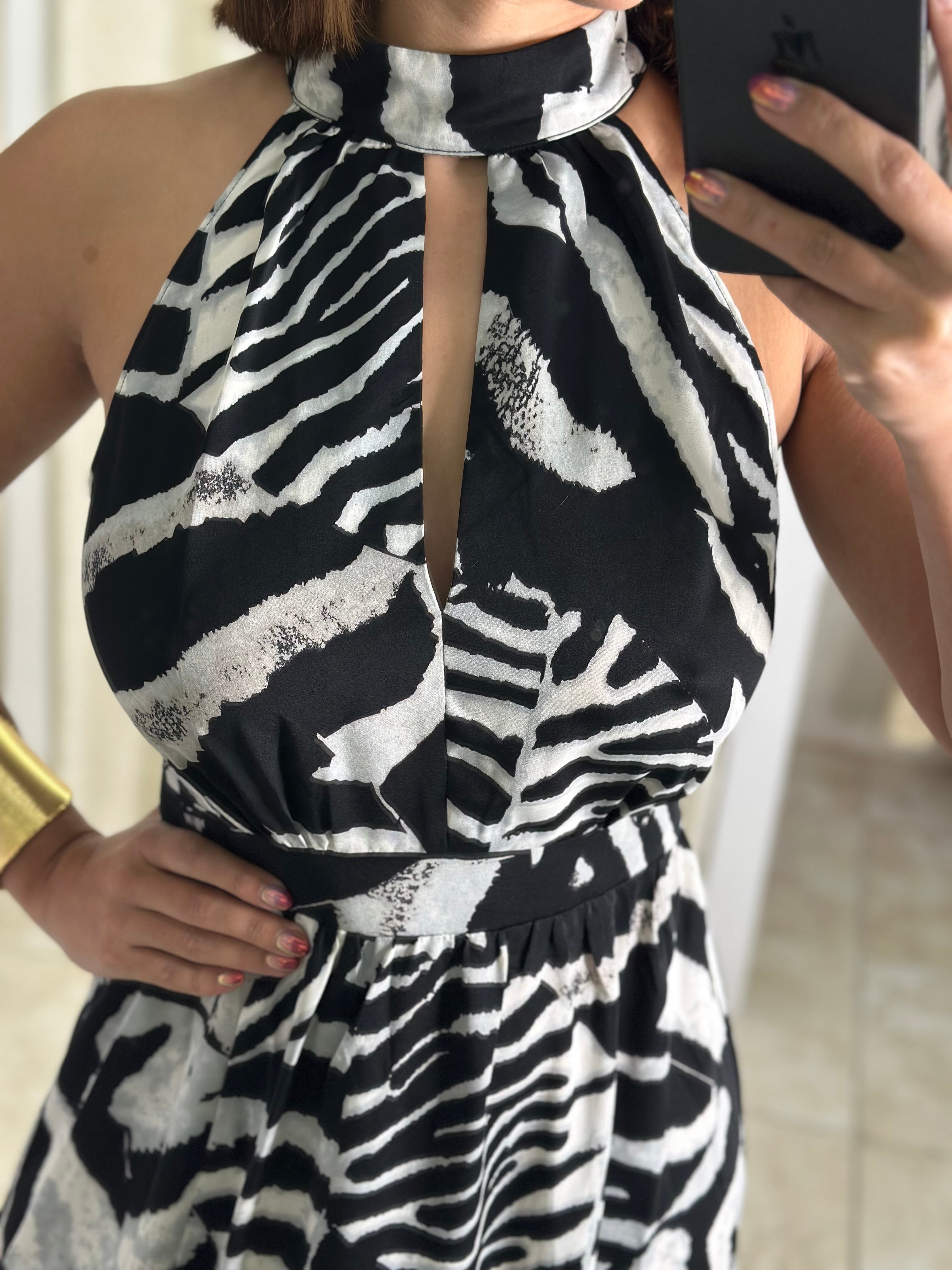 Printed Halter Neck Maxi Dress
