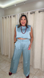 Dusty Blue Satin Set