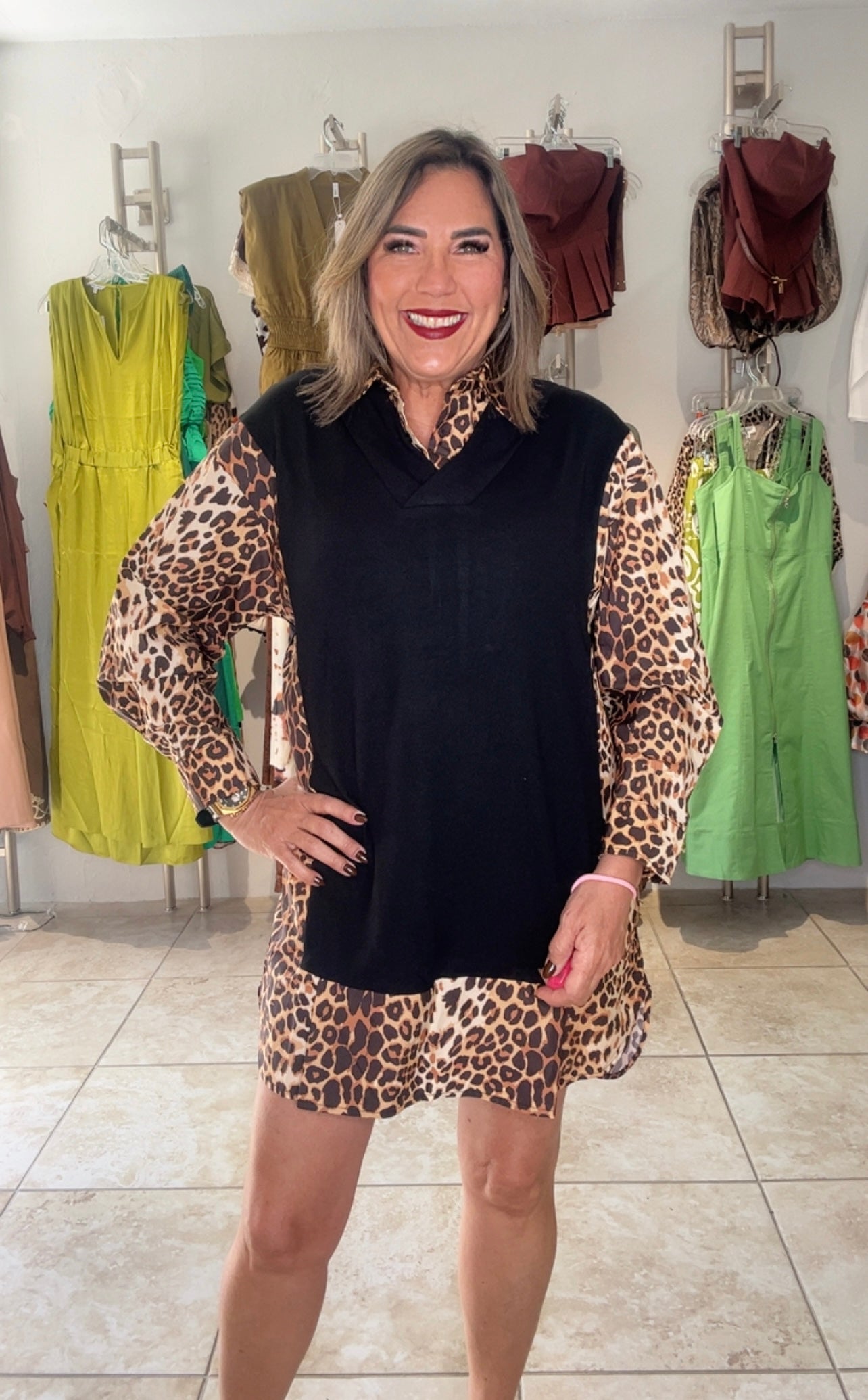 Leopard Loose Fit Knit Dress