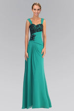 Teal Green Chiffon Long Dress
