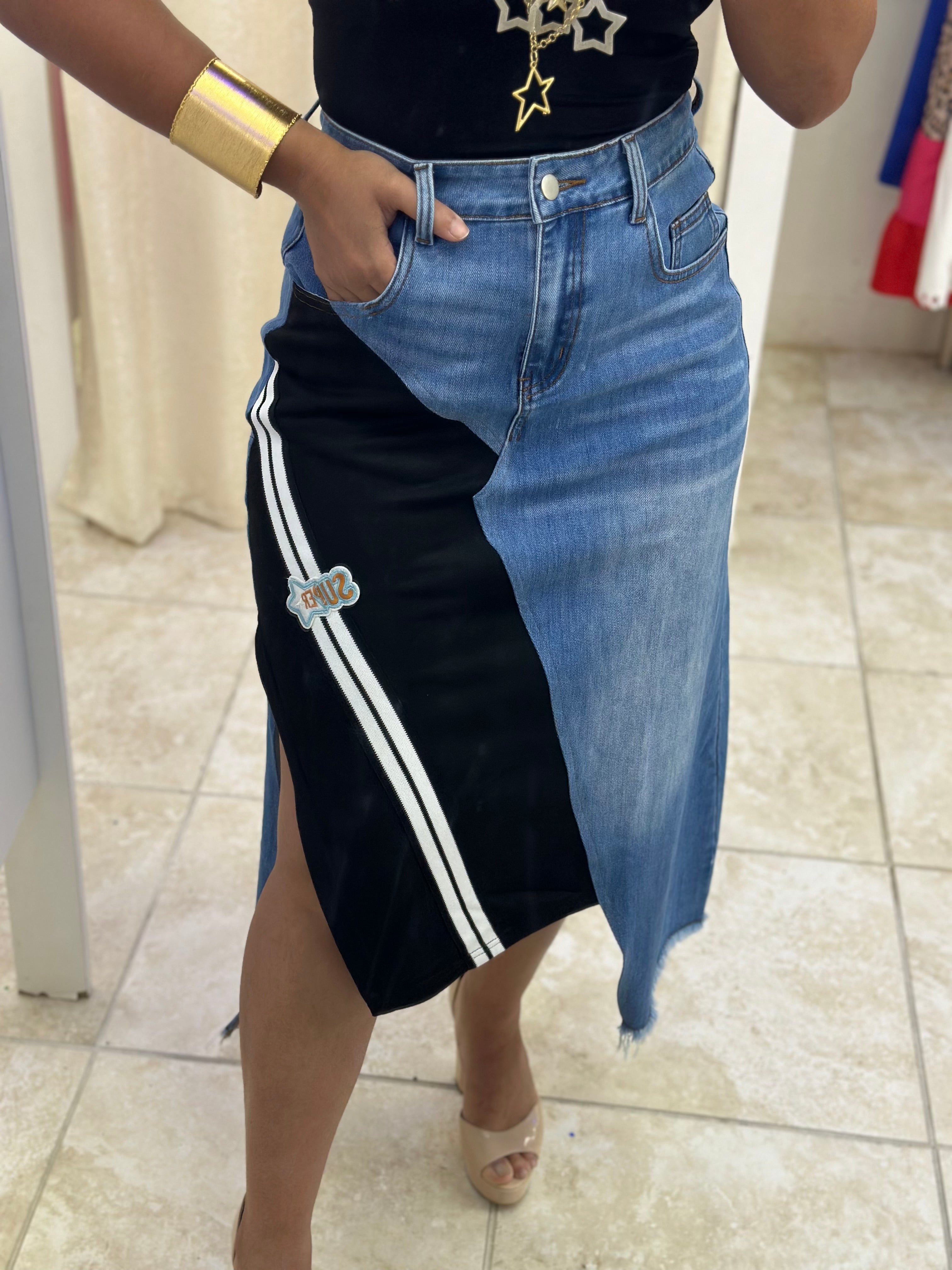 Denim Long Skirt