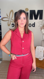 Wine Burch Vest and Pant Set