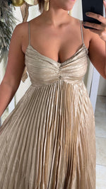 Foiled Pleating Maxi Dress