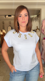 Rolled Cuff Gold Metal Shirt