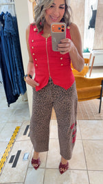 Brown Leopard Barrel Rose Pants