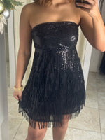 Sequin Off Shoulder Tired Mini Dress