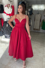 Cherry Color Midi Dress