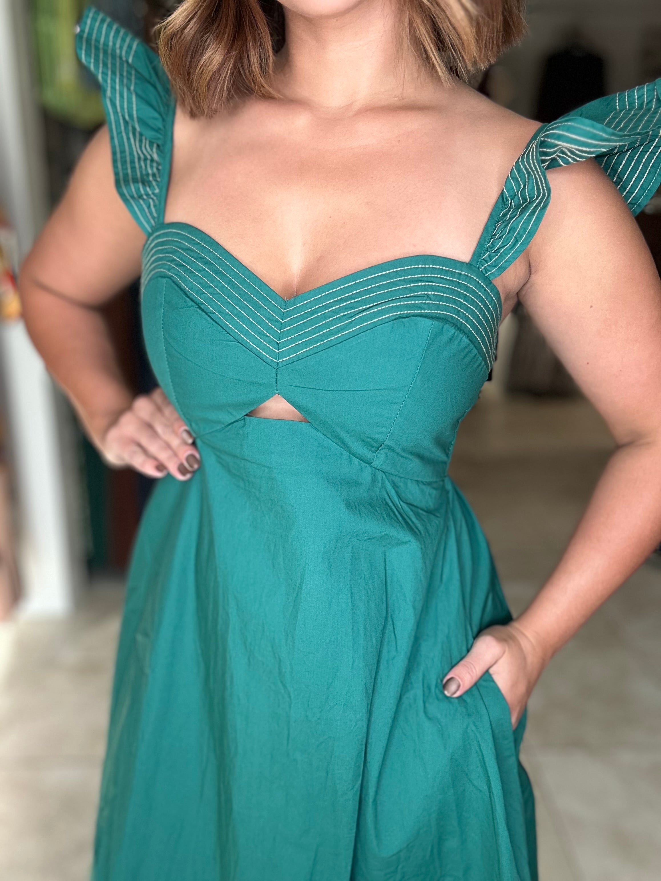 Hunter Green Midi Dress