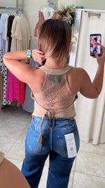 Beige Lace Back Vest