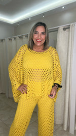 Mustard Crochet Pant Set