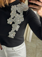 Black & Rhinestone Detail Blouse
