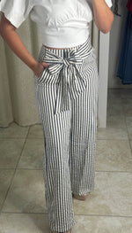 Navy Stripe Tie Pants