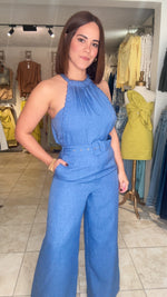 Denim Halter Neck Jumpsuit