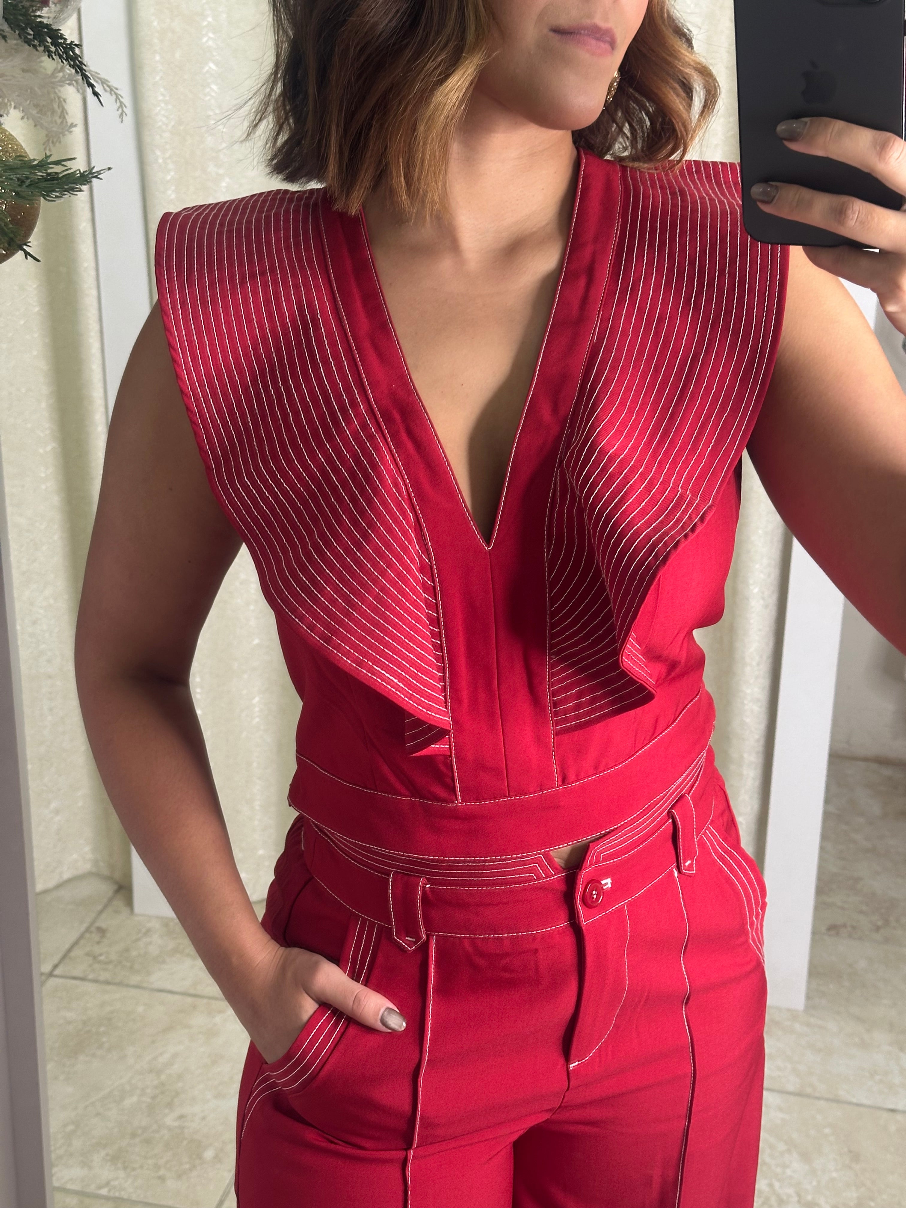 Deep Red Pant Set