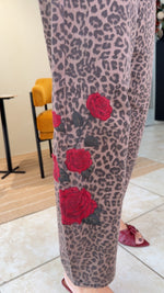Brown Leopard Barrel Rose Pants