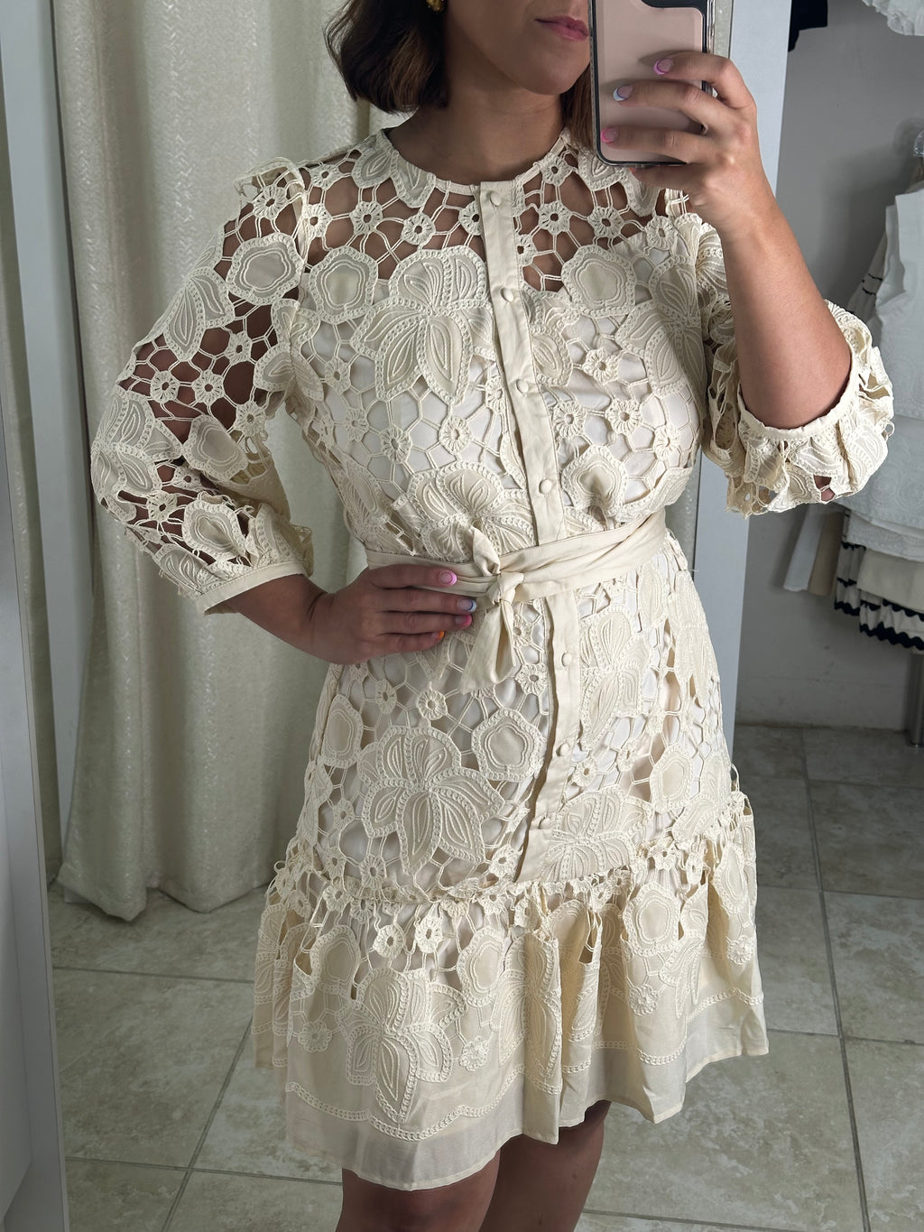 Beige Elegant Short Dress