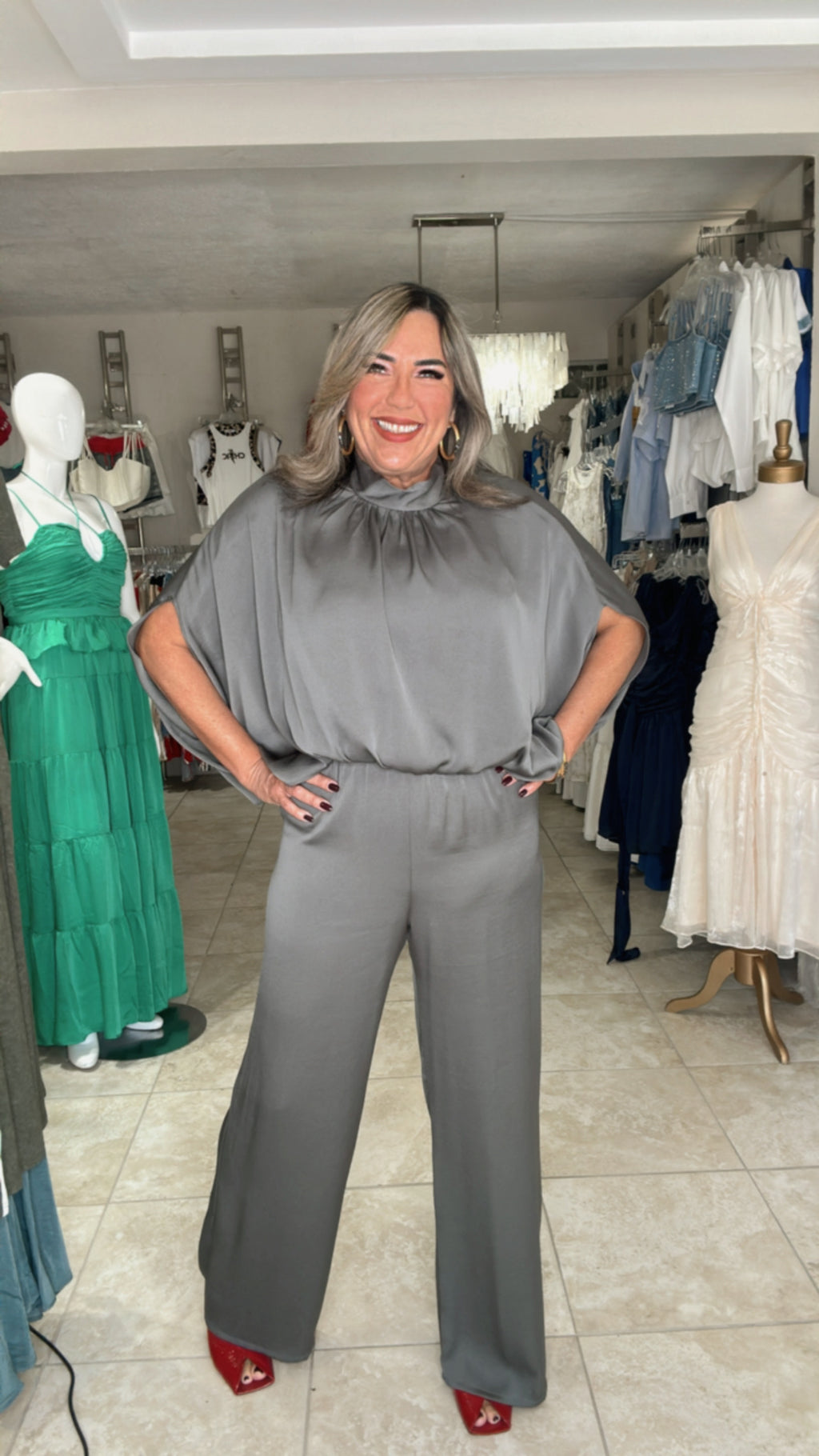 Grey Cascade Jumpsuit