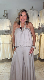 Taupe Top & Wide Leg Flare Pants