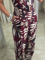 Burgundy Printed Jumpsuit