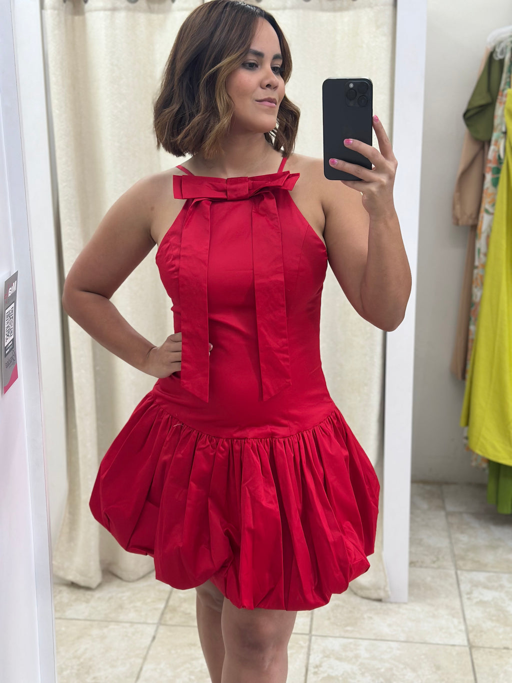 Red Bubble Midi Dress