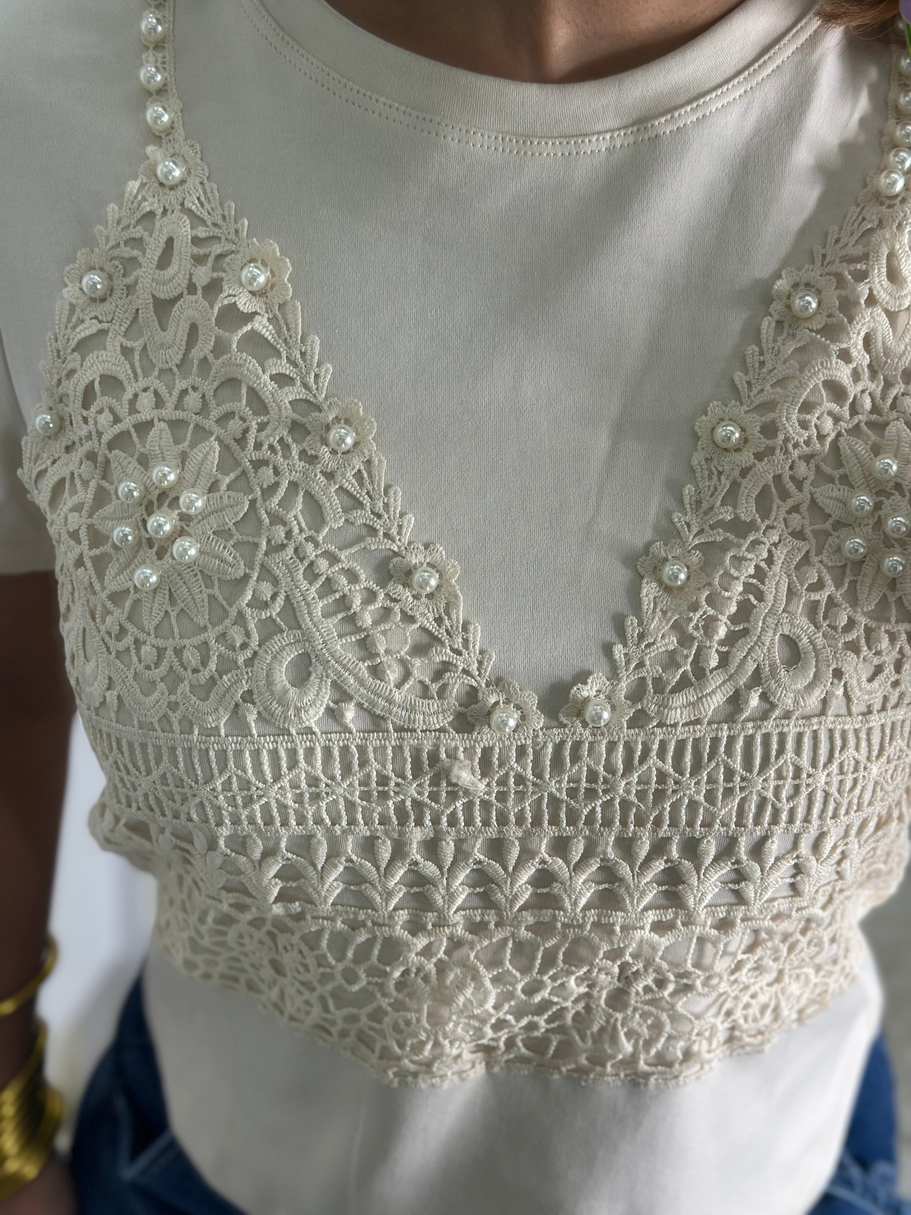 Beige & Pearl Blouse