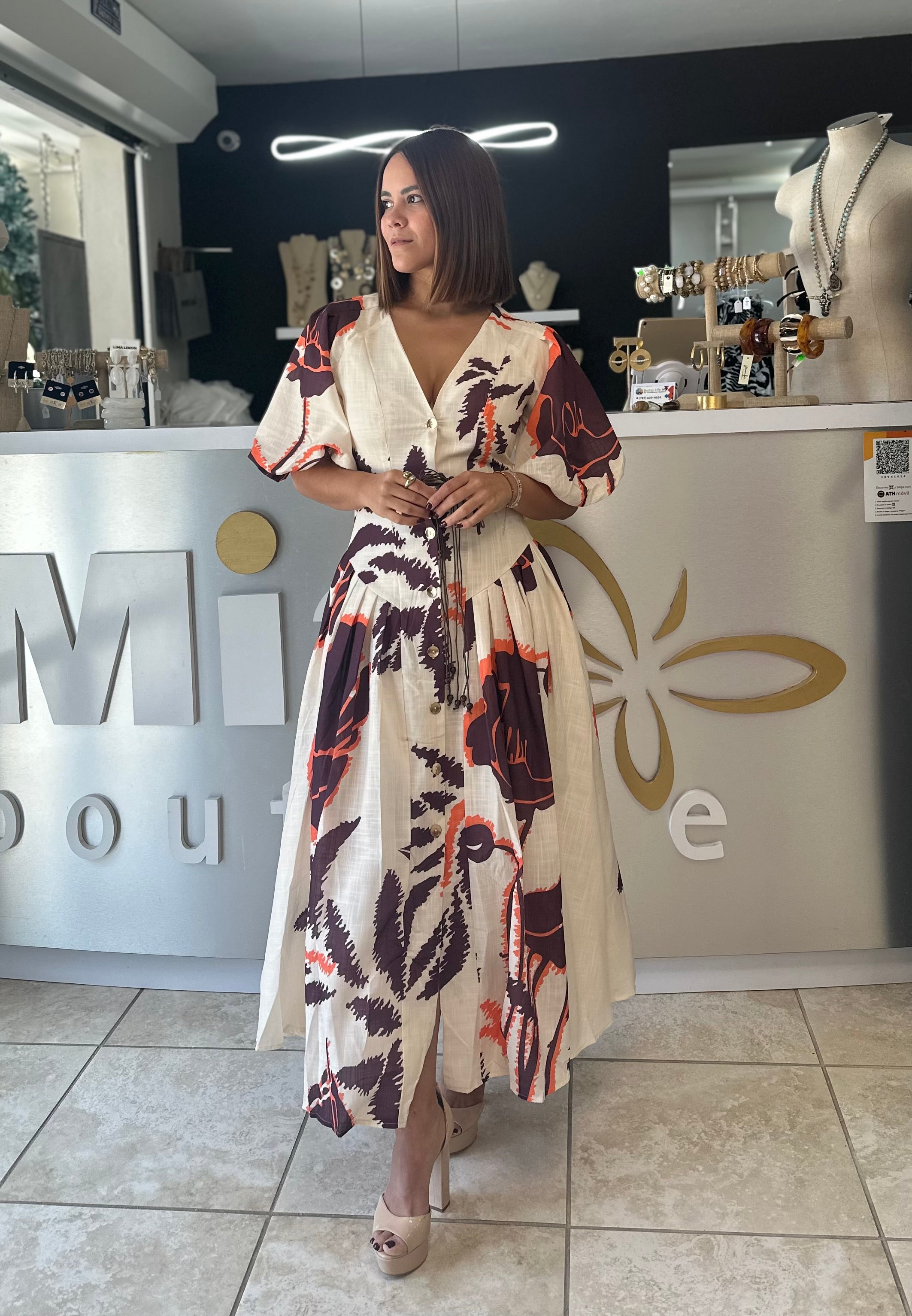 Nude Flowers Dress