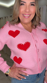 Pearl Trim Heart Cardigan