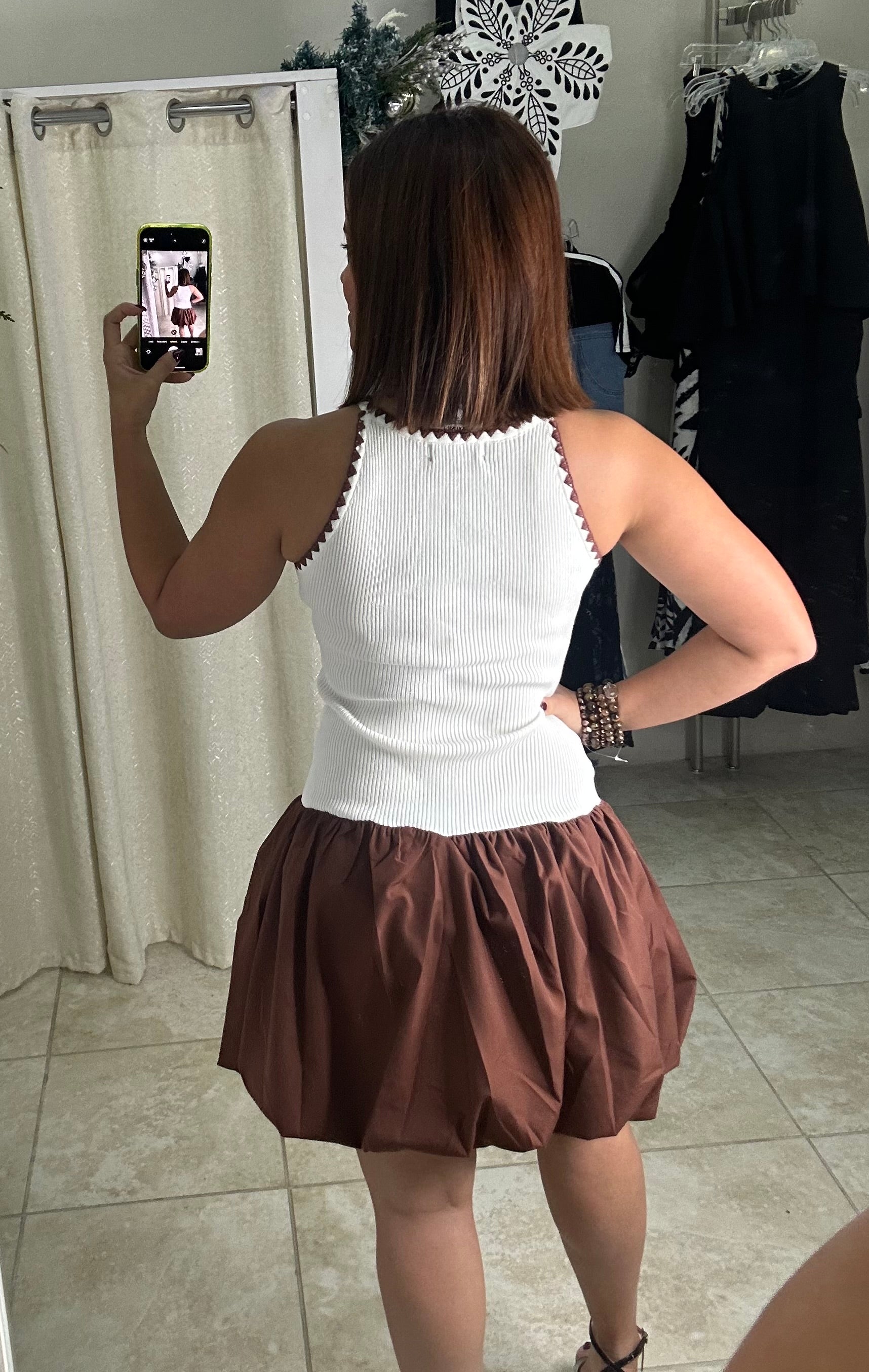 Knit Dress With Bubble Minni Skirt