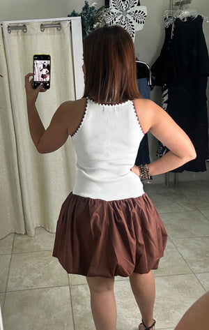 Knit Dress With Bubble Minni Skirt