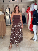Brown Strapless Midi Dress