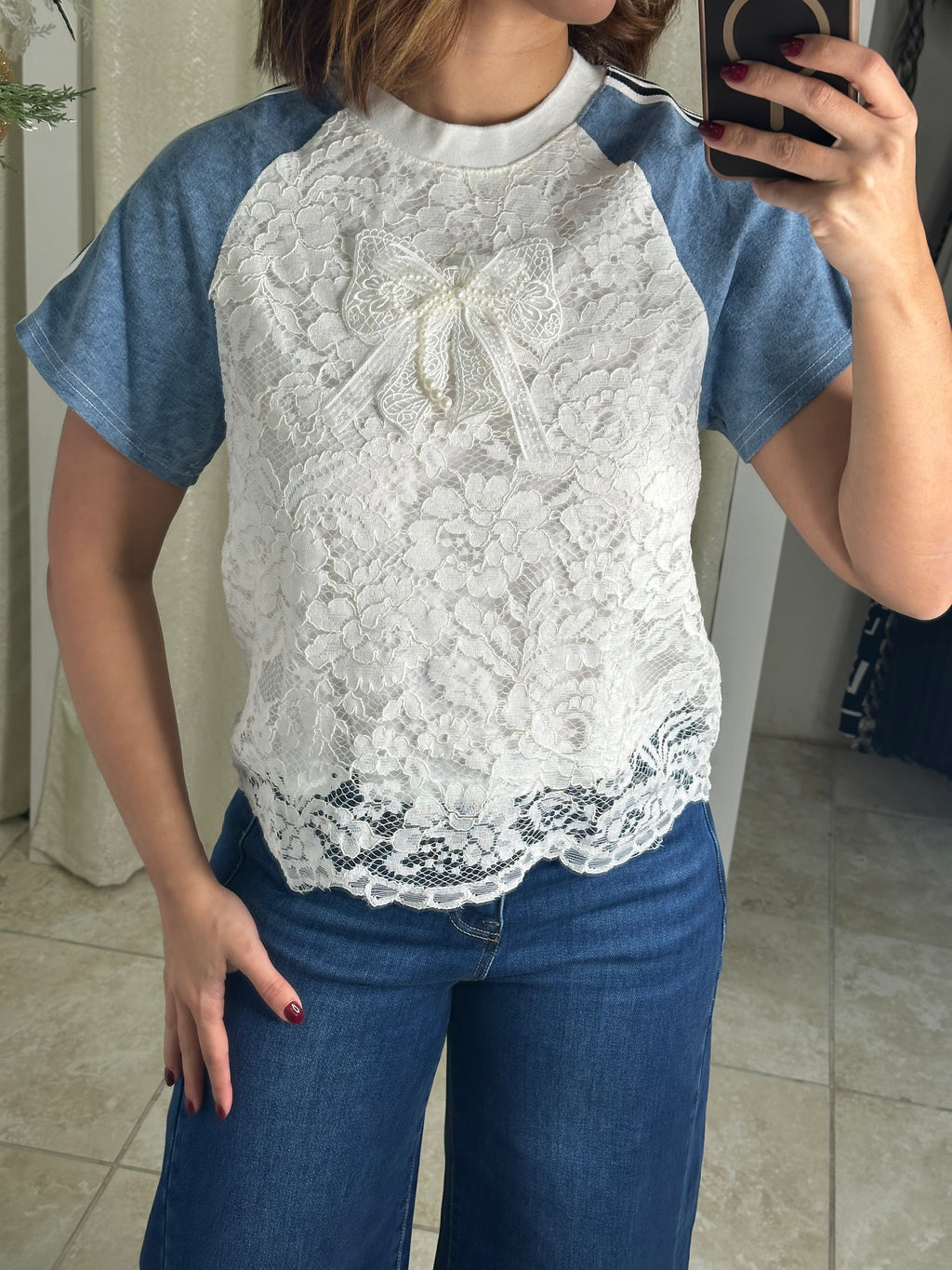 White & Denim T Shirt