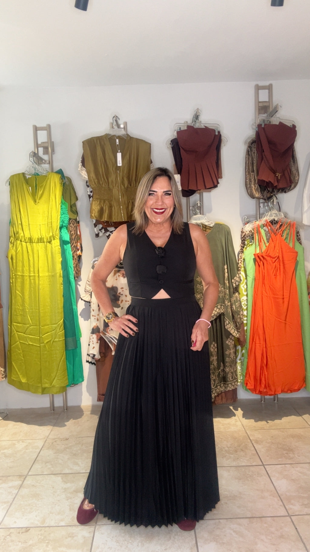 Black Vest and Skirt Set