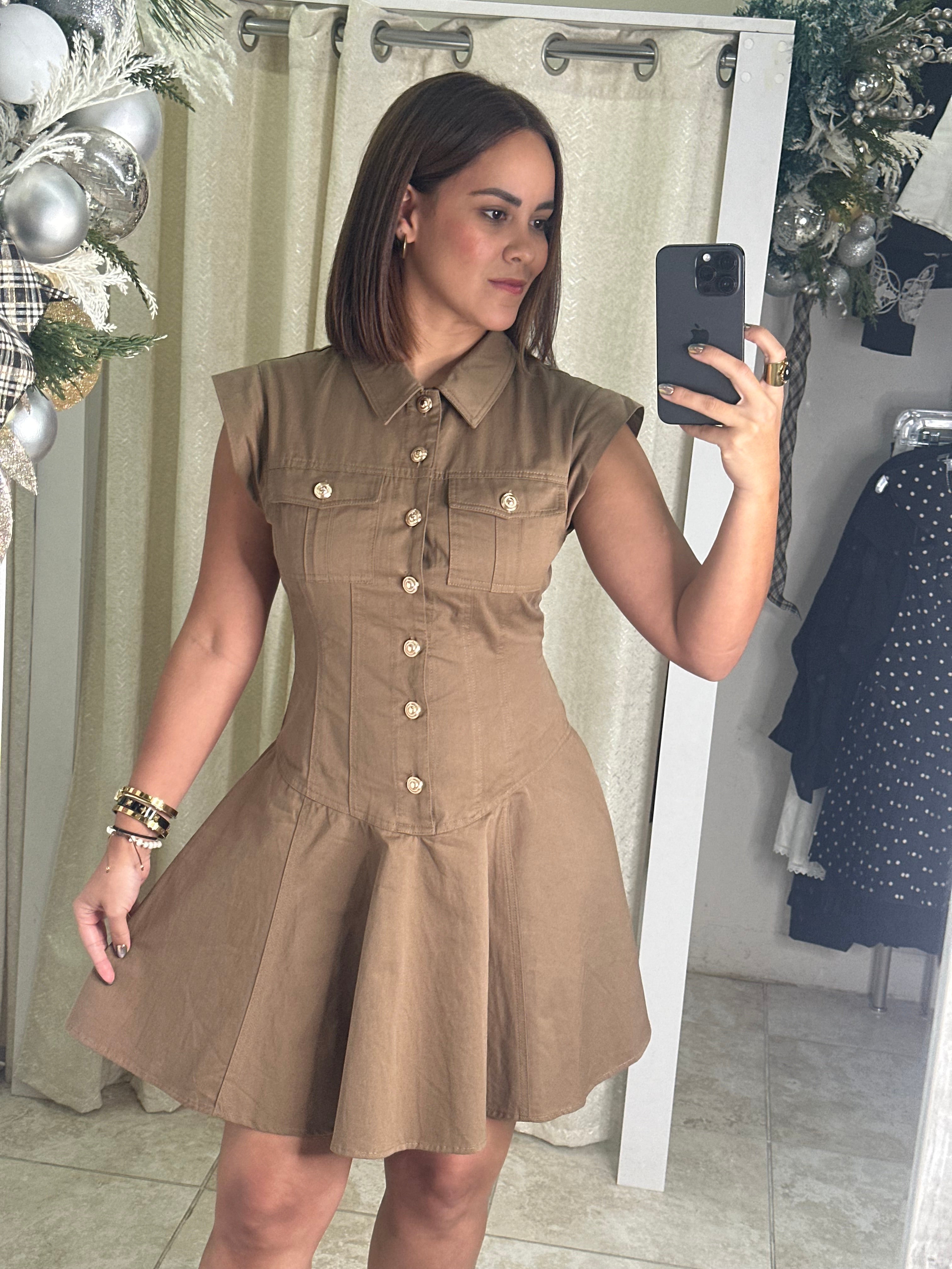 Solid Woven Mini Dress