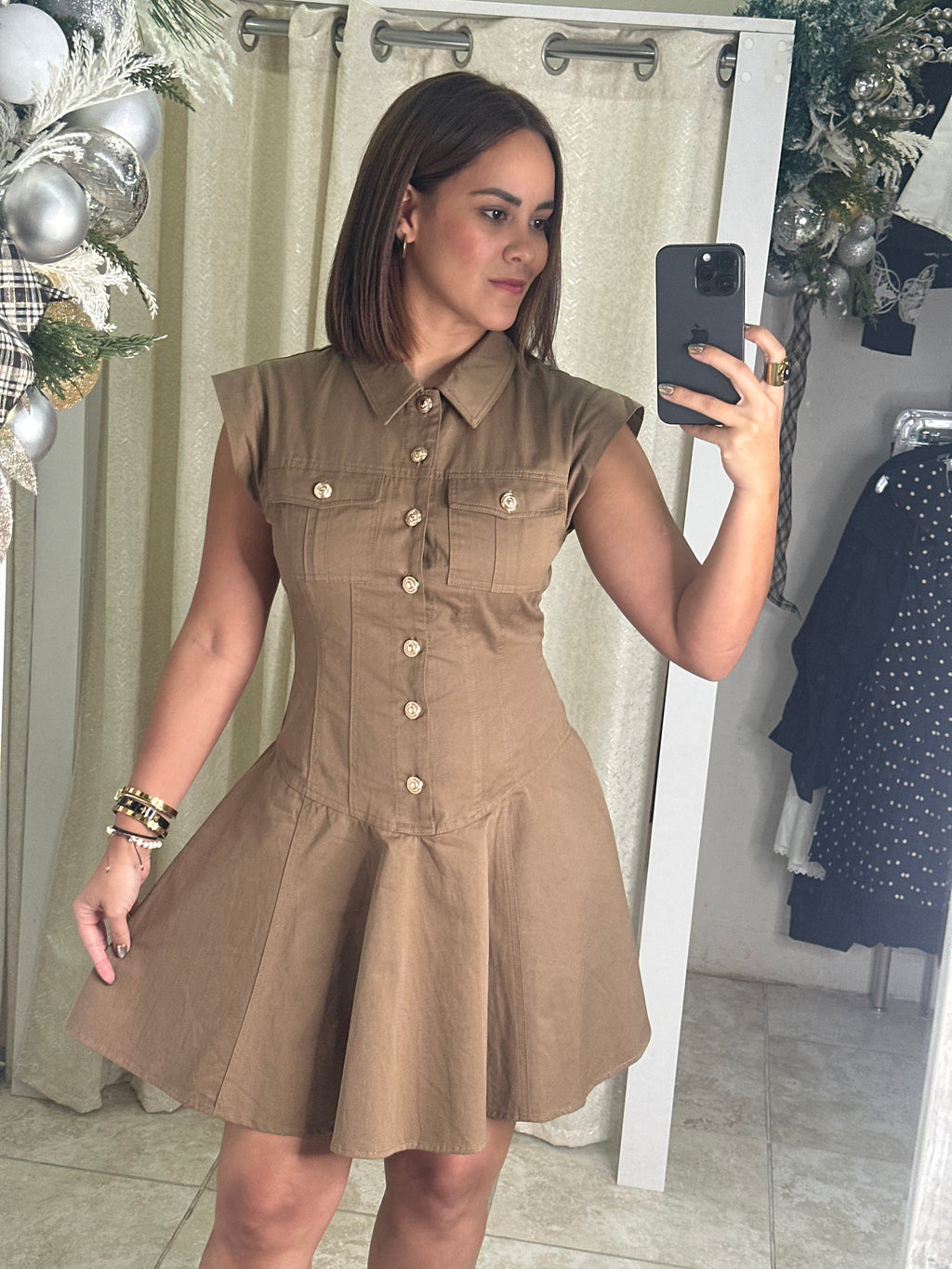 Solid Woven Mini Dress