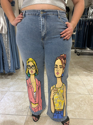 Painting ladies plus size jeans