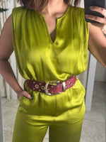 Green Satin Jumpsuit