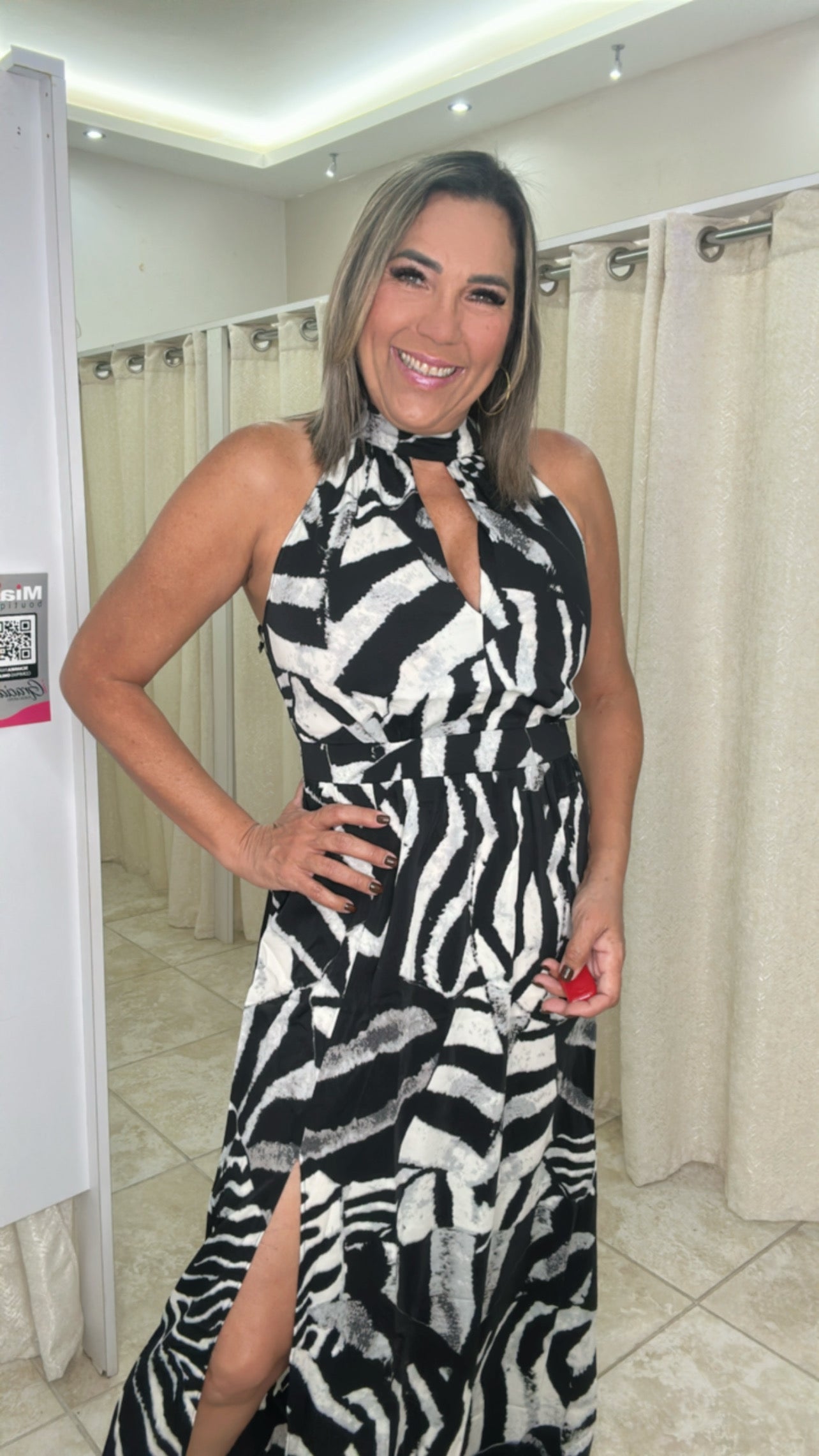 Printed Halter Neck Maxi Dress