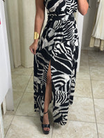 Printed Halter Neck Maxi Dress