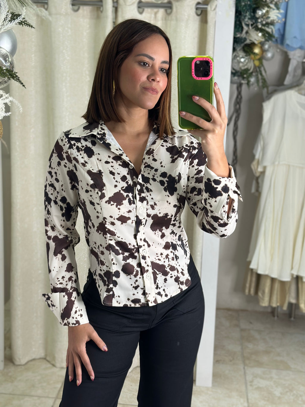 Cow Print Blouse