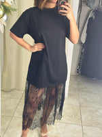 Black T-Shirt & Lace Dress