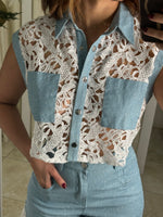 White Eyelet & Denim Set