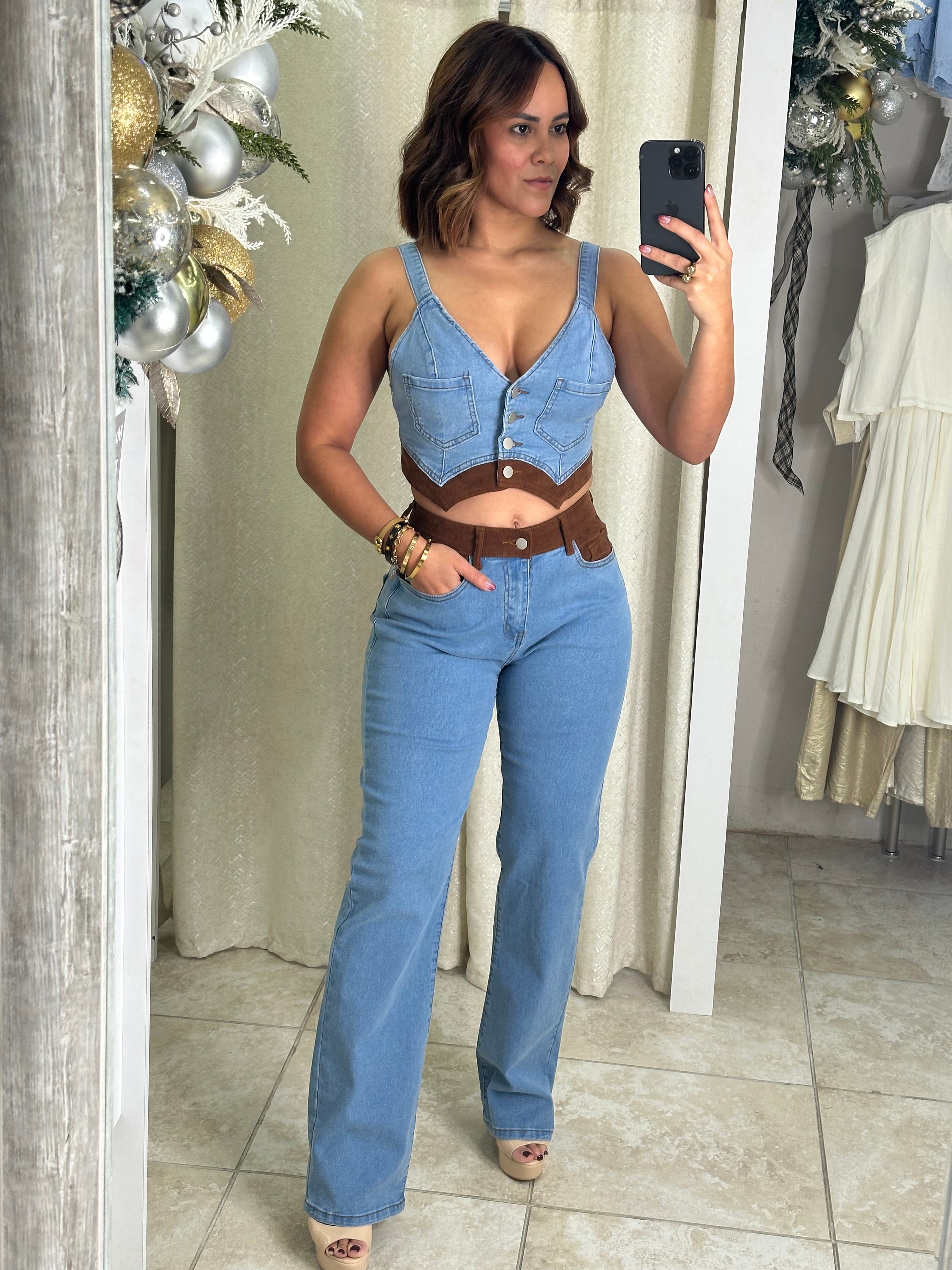 Denim & Brown Set