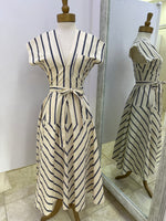 Cream V-Neck Midi Dress