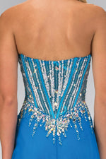 Ocean Blue Strapless Chiffon Long Dress