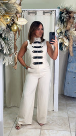 Beige Sleeveless Top And Pants Set