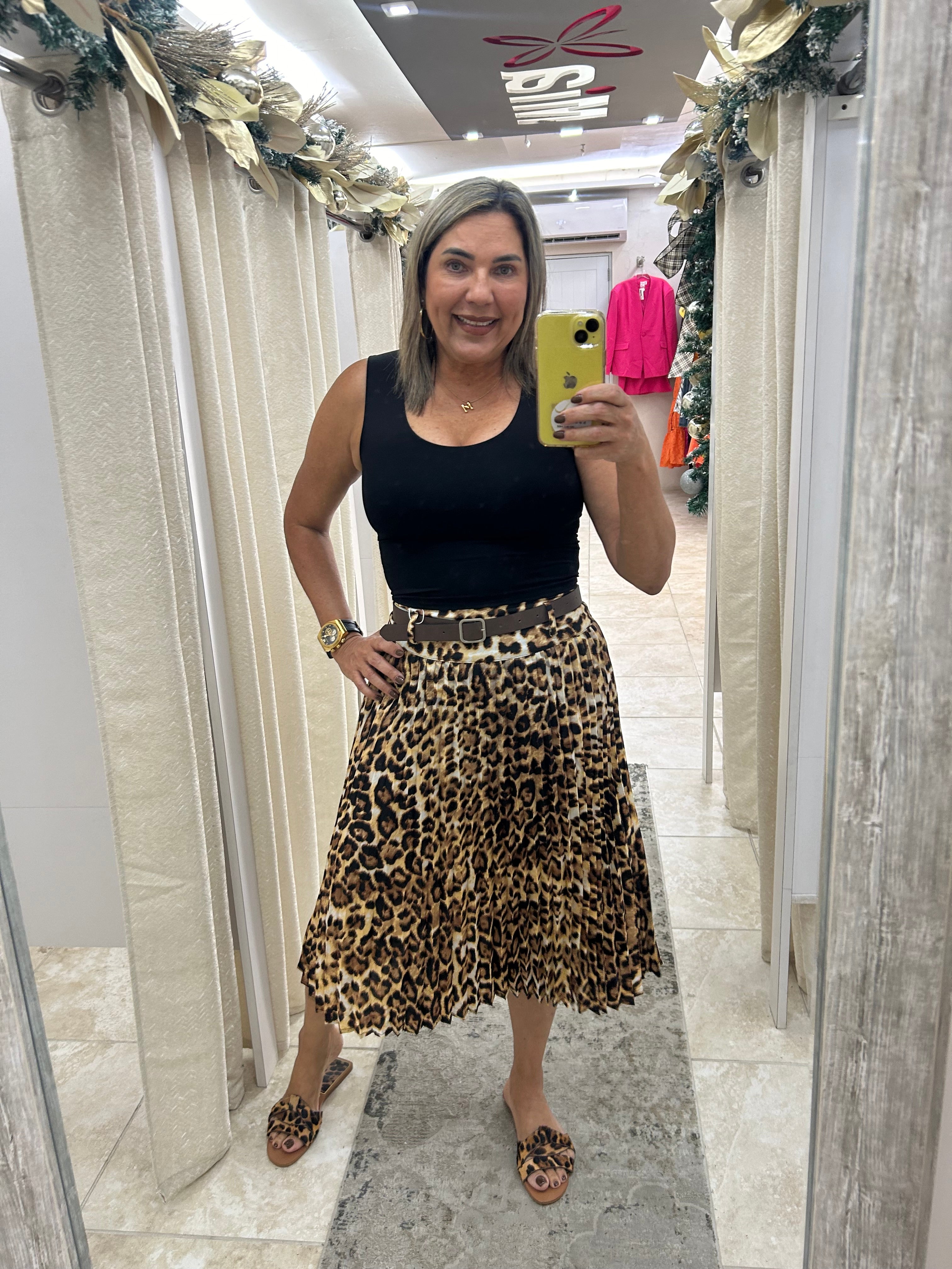 Animal Print Midi Skirt