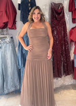 Studded Ruched Halter Dress