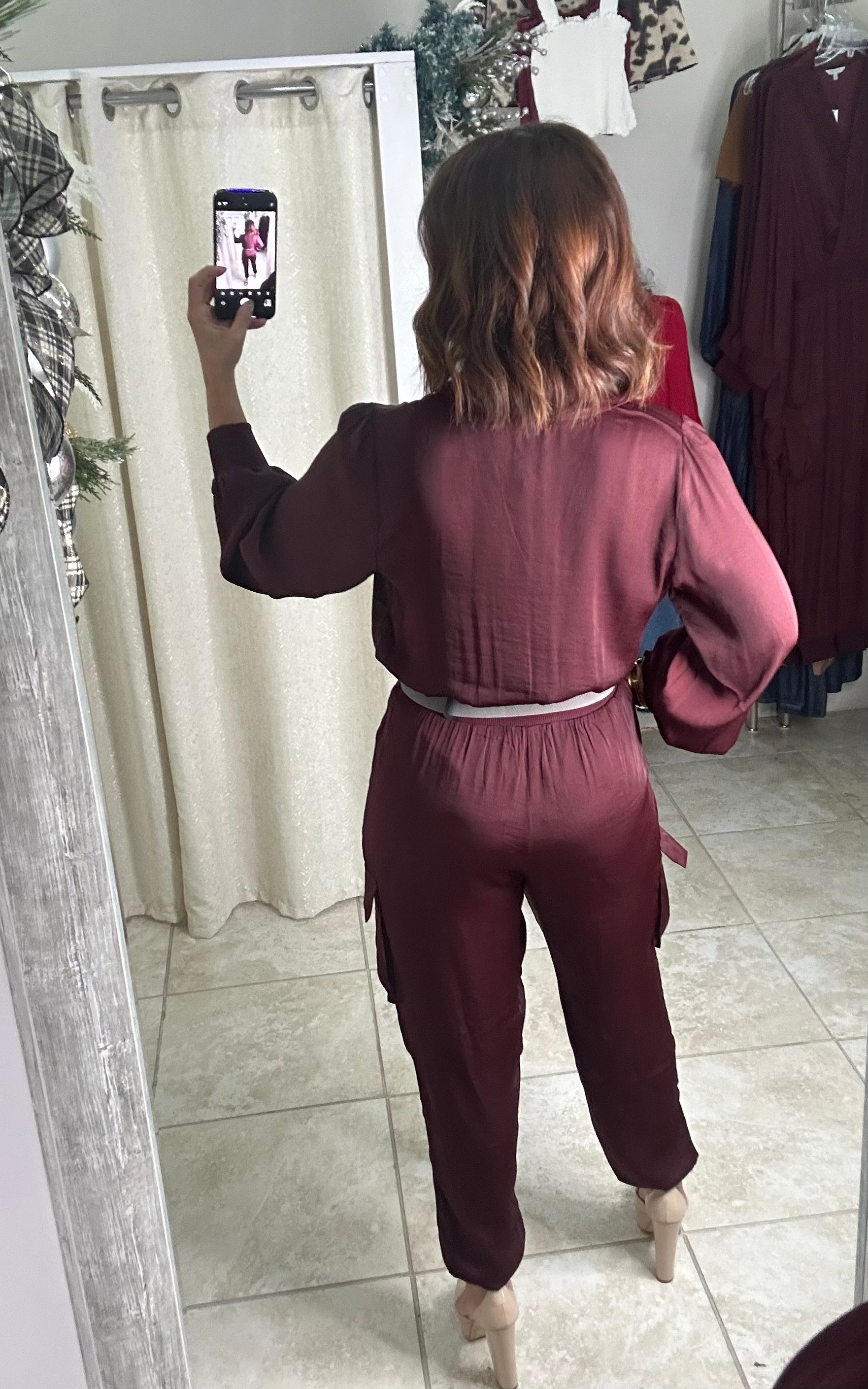 Merlot Cargo Jumpsuit