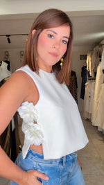 White Flower Crop Top
